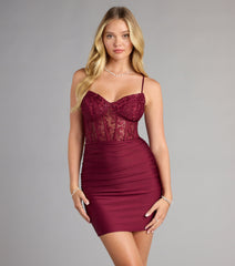 Masie Lace Corset Lace-Up Mini Dress