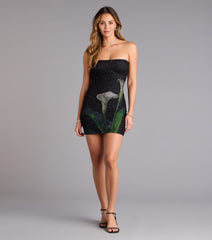 Daniela Floral Beaded Mini Tube Dress