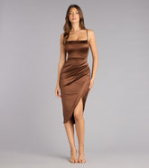 Madelyn Satin Lace-Up Midi Formal Dress