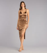 Marilee Satin Open Back Midi Formal Dress