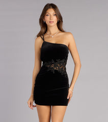 Janessa Velvet One-Shoulder Mini Dress