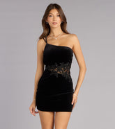 Janessa Velvet One-Shoulder Mini Dress