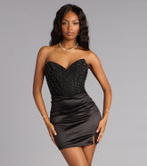 Nyla Satin Beaded Corset Mini Dress