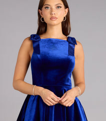 Corrine Velvet Bow Strap Skater Dress