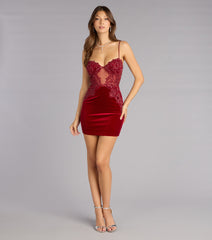 Isla Velvet Applique Bodycon Mini Dress