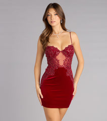 Isla Velvet Applique Bodycon Mini Dress