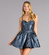 Darleen Brocade Lace-Up Skater Dress