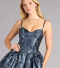 Darleen Brocade Lace-Up Skater Dress