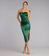 Krystal Satin Midi Formal Dress