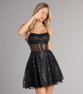 Taylor Glitter Bustier Skater Short Dress