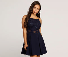 Hattie Sequined High Neck Dress