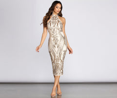 Sofia Formal Sequin Midi Dress