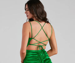 Ari Formal Satin Lace-Up Party Dress