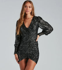 Steff Sequin Ruched Party Dress