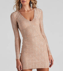 Brielle Heat Stone Mesh Mini Dress