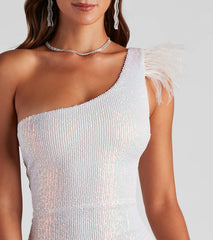 Patricia Feather Detail Sequin Short Dress