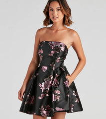 Mackenzie Floral Satin Party Dress