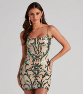 Alcina Formal Sequin Scroll Bodycon Dress