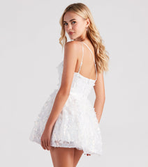 Skylar Butterfly Sequin One-Shoulder Party Dress