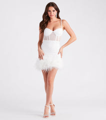 Bella Crepe Faux Pearl Feather Party Dress