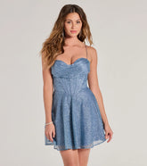 Leah Glitter Mesh Corset Skater Dress