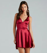 Macie Formal Satin Lace-Up Skater Dress