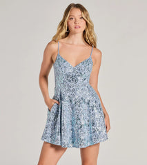 Mandee V-Neck Lace Skater Dress With Pockets