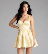 Kimmie Lace-Up Corset Satin Skater Dress
