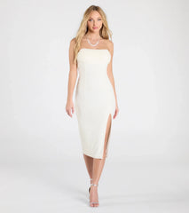 Kris Strapless Bodycon Beaded Midi Formal Dress