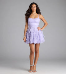 Louisa Ruffle Glitter Skater Short Dress