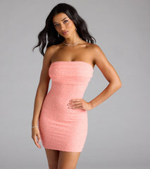 Lena Strapless Bodycon Beaded Mesh Mini Dress