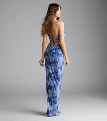 Claudia Lace-Up Slit Floral Formal Dress