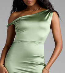 Edith One Shoulder Mermaid Satin Formal Dress