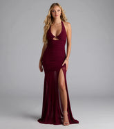 Mia Halter Slit Mermaid Mesh Formal Dress