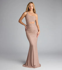 Giselle One-Shoulder Mermaid Glitter Formal Dress