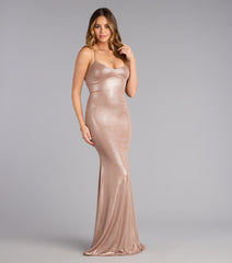 Tana Metallic Strappy Back Mermaid Formal Dress