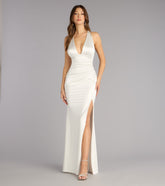 Judy Open Back Slit Mermaid Satin Formal Dress
