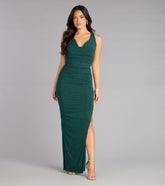 Ellaine Glitter Strappy Slit Formal Dress