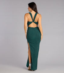 Ellaine Glitter Strappy Slit Formal Dress