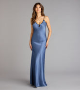 Blaire Satin Keyhole Slip Formal Dress