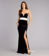 Elowyn Velvet Satin Bow Formal Dress