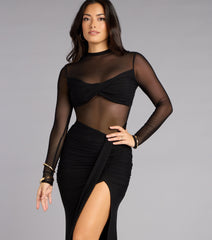 Raelyn Mesh Long Sleeve Mermaid Formal Dress