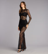 Frances Illusion Lace Bodycon Long Dress