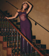 Eliza Sheer Mesh Off-The-Shoulder Mermaid Dress