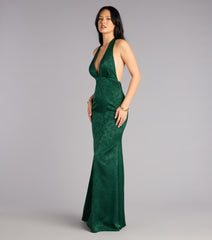 Adelle Satin Halter A-Line Formal Dress