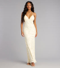 Enya Floral Mesh Lace-Up Formal Dress