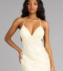 Enya Floral Mesh Lace-Up Formal Dress