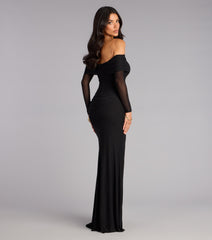 Sandy Off-The-Shoulder Mesh Formal Dress