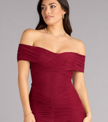 Katie Mesh Off-The-Shoulder Formal Dress