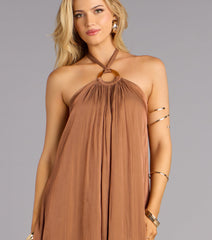 Marlyne Halter Open Back Formal Dress